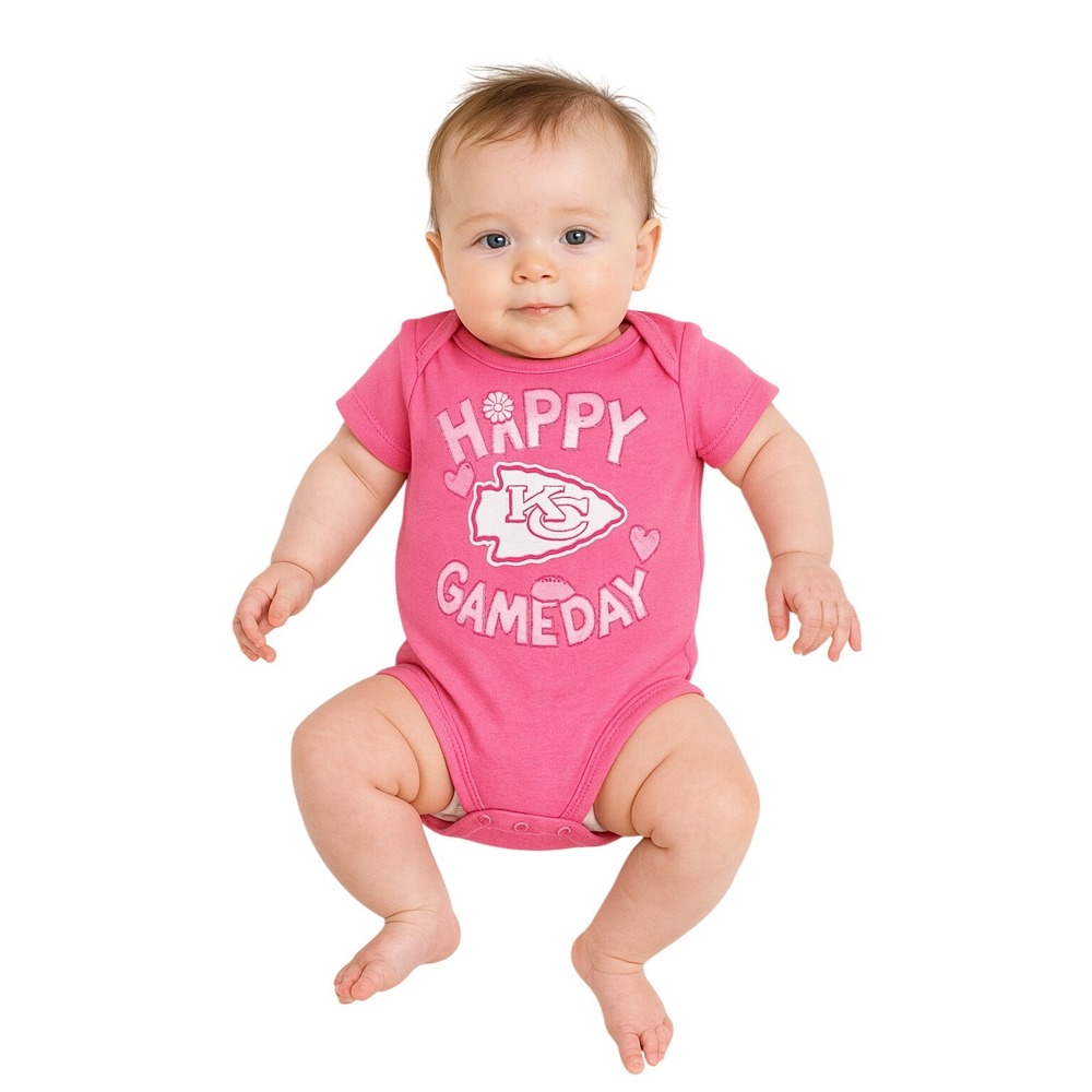 NFL Team Apparel Baby 3-6 Months Bodysuit‎ KC Chiefs Football Pink Fan Gameday